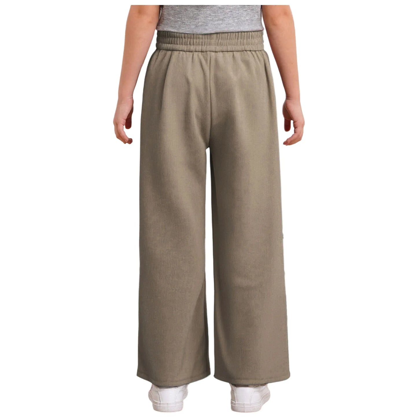 Kids Girls High Waist Corduroy Trousers Retro Straight Causal Full Length Wide Leg Pants with Pockets Fashion Baggy Sweatpants