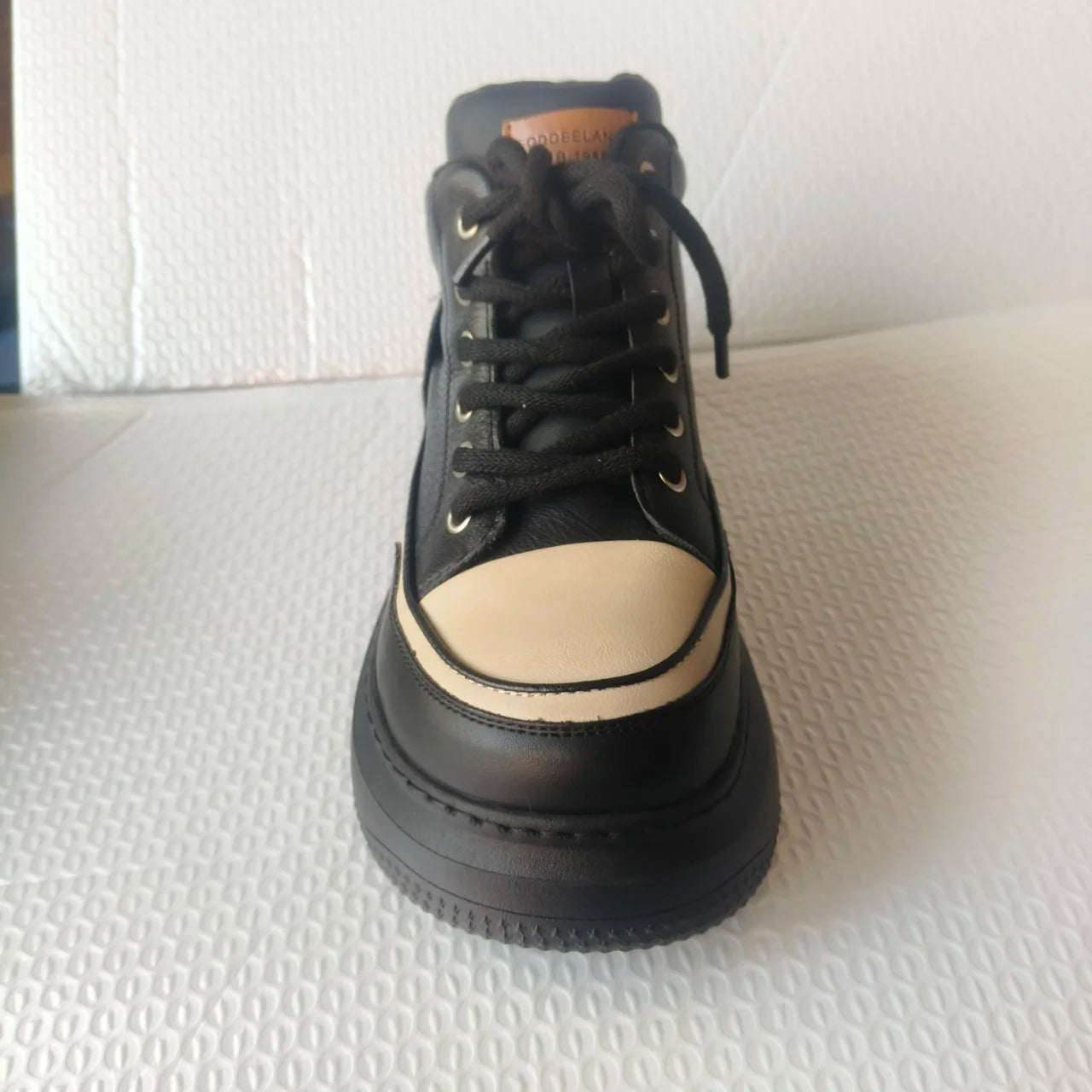 Myjyjz 4.5cm Cow Genuine Leather Women Spring Platform Wedge Flats Chunky Sneakers Lace Up Autumn Loafer Vulcanize Shoes Rubber