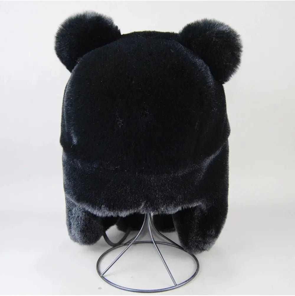 2026  Winter False Rex Rabbit Fur Bomber Hat Ushanka Cap Trapper Russian Artificial Hats Unisex False Rex Rabbit Fur Cap BAZAARHUBO