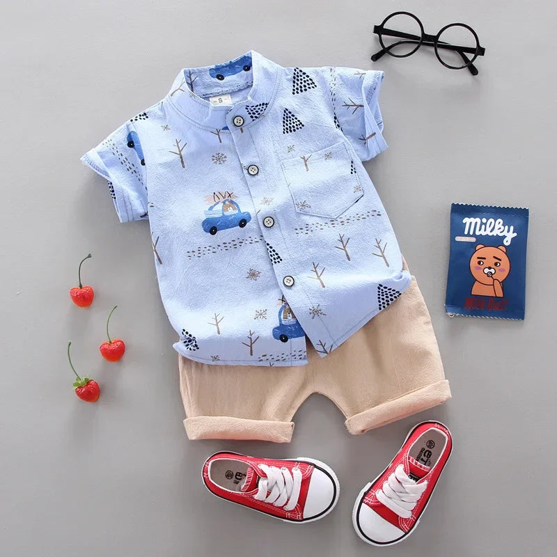 2024 Summer Casual Clothes Fashion Baby Boy's Suit Set Top Shorts 2PCS Baby Clothing Set For Boys Infant Suits Kids Clothes