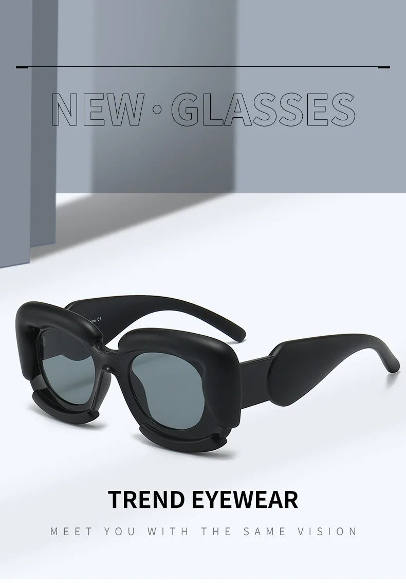 KAMMPT Square Women Sunglasses 2023 New Oversized Cloud Shape Rim Shades Ins Trendy Luxury Brand Design UV400 Protection Eyewear BAZAARHUBO