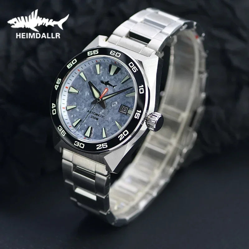Heimdallr Monster Diver Watches NH35 Automatic Mechanical Frost Blue Dial Sapphire Crystal 200m Waterproof Luminous Men Watches