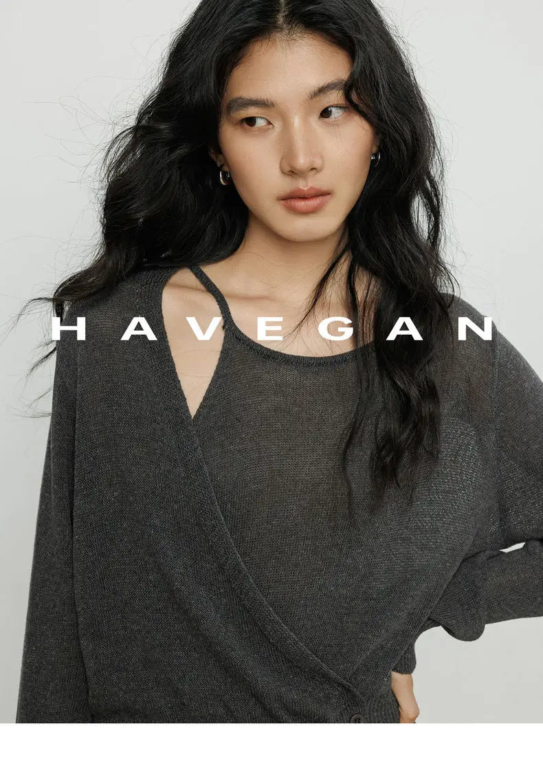 Fashion Retro Knitted Sweater for Women in Spring 2025 New Round Neck Long Sleeve Loose Top Solid Color Personalized Pullover