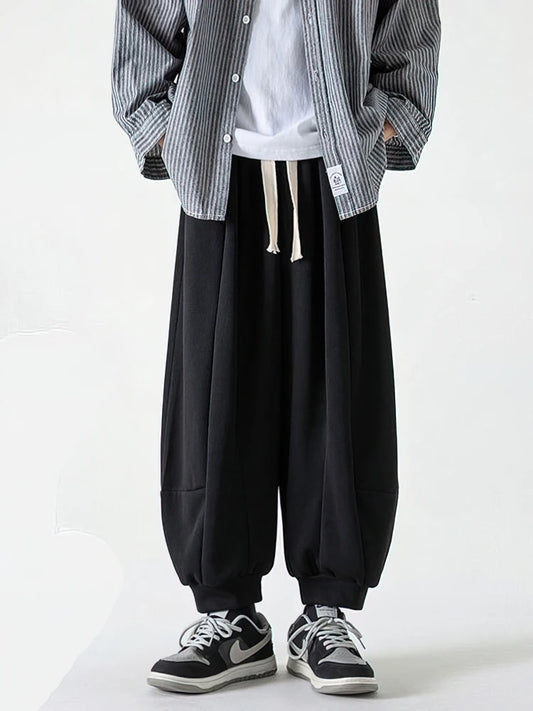 Vintage Baggy Jogger Pants Men Spring Autumn Old Money Casual Wide Pants Japanese Harajuku Sport Sweatpants Streetwear Trousers