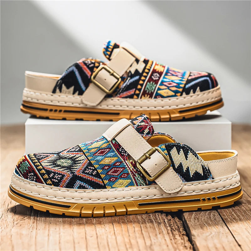 Men's Wide-Toe Round-Toe Sandals Casual Shoes for Spring and Summer, Versatile Commuter Slippers, One-Step Lazy Trendy Footwear