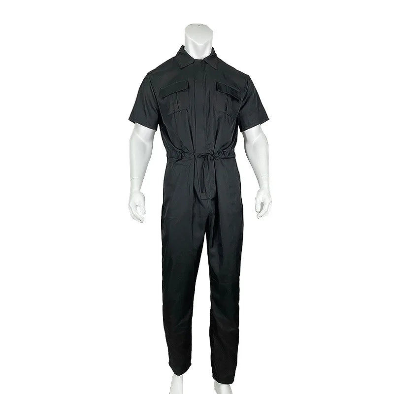 Multi-pocket Overalls Men's Jumpsuits Short Sleeves Trousers Suits Zippered Jumpsuits Men's Overalls Belted Jumpsuits
