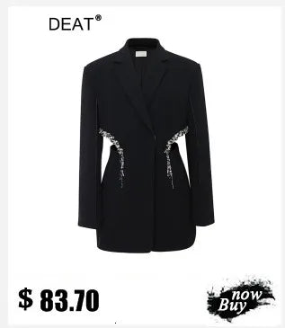 DEAT Fashion Women Blazer Notched Collar Long Sleeves Single Button 3D Love Rivet Decoration Suit Jackets Autumn 2025 New 7AB858
