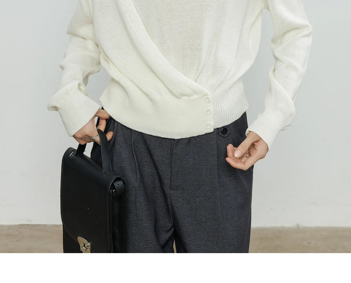 Fashion Retro Knitted Sweater for Women in Spring 2025 New Round Neck Long Sleeve Loose Top Solid Color Personalized Pullover