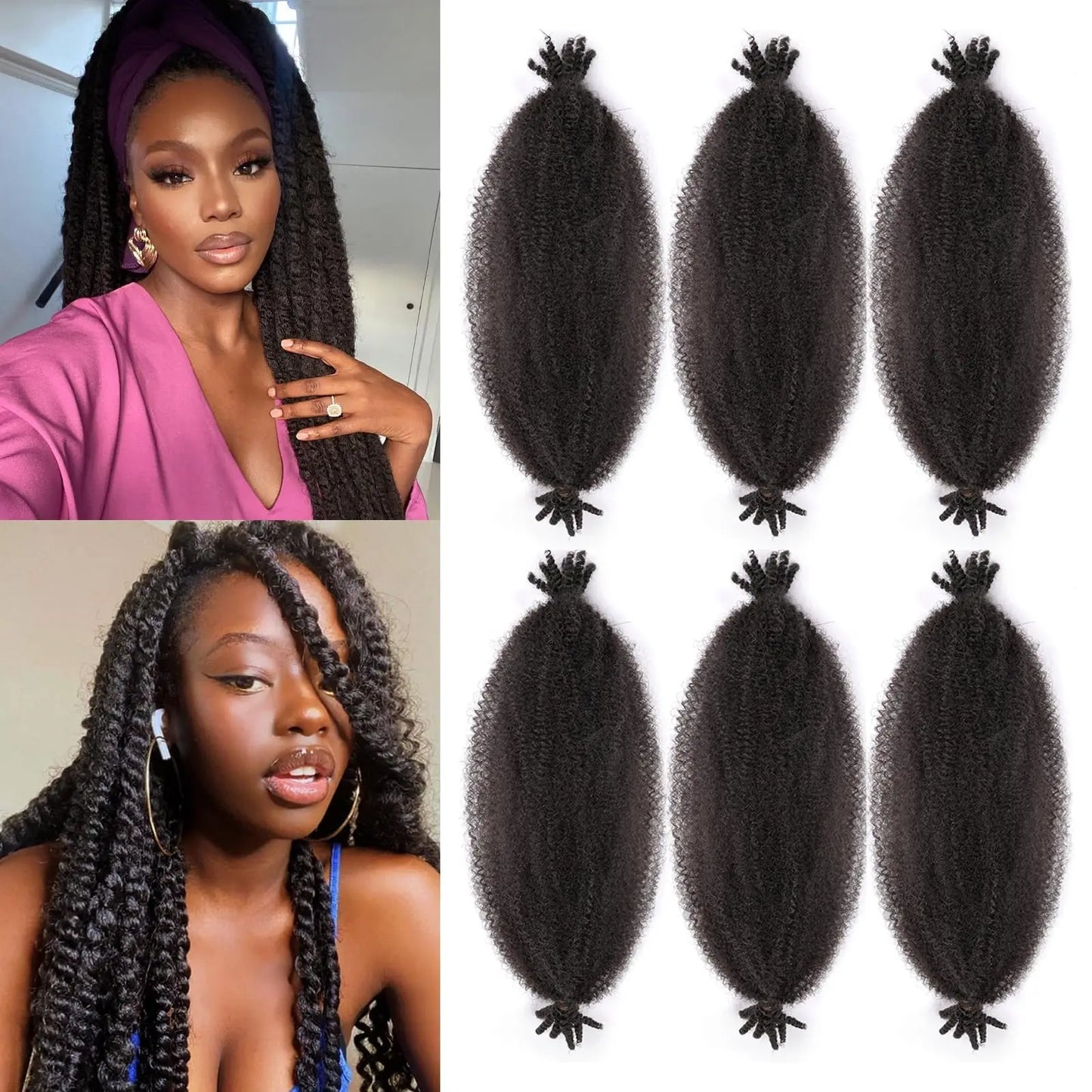 Pre-Separated Springy Afro Twist Hair Suitable for Damaged Soft Locs Synthetic Marley Twist Braiding Hair for Black Wome