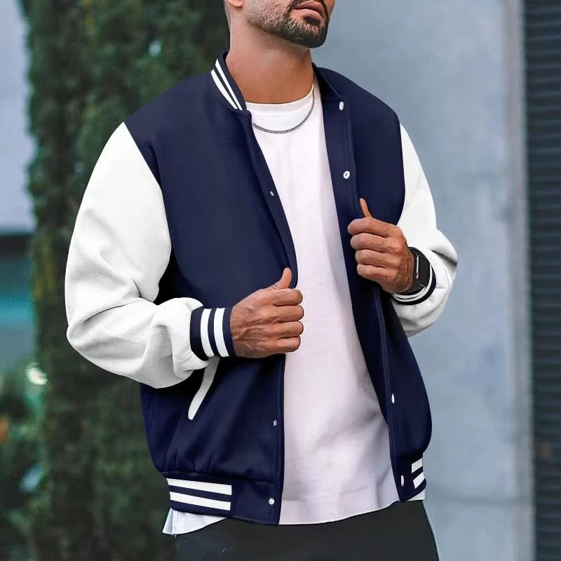 American Harajuku Style New Men's and Women's Baseball Uniform Jacket Korean Fashion Casual Versatile Color Block Couple Jacket