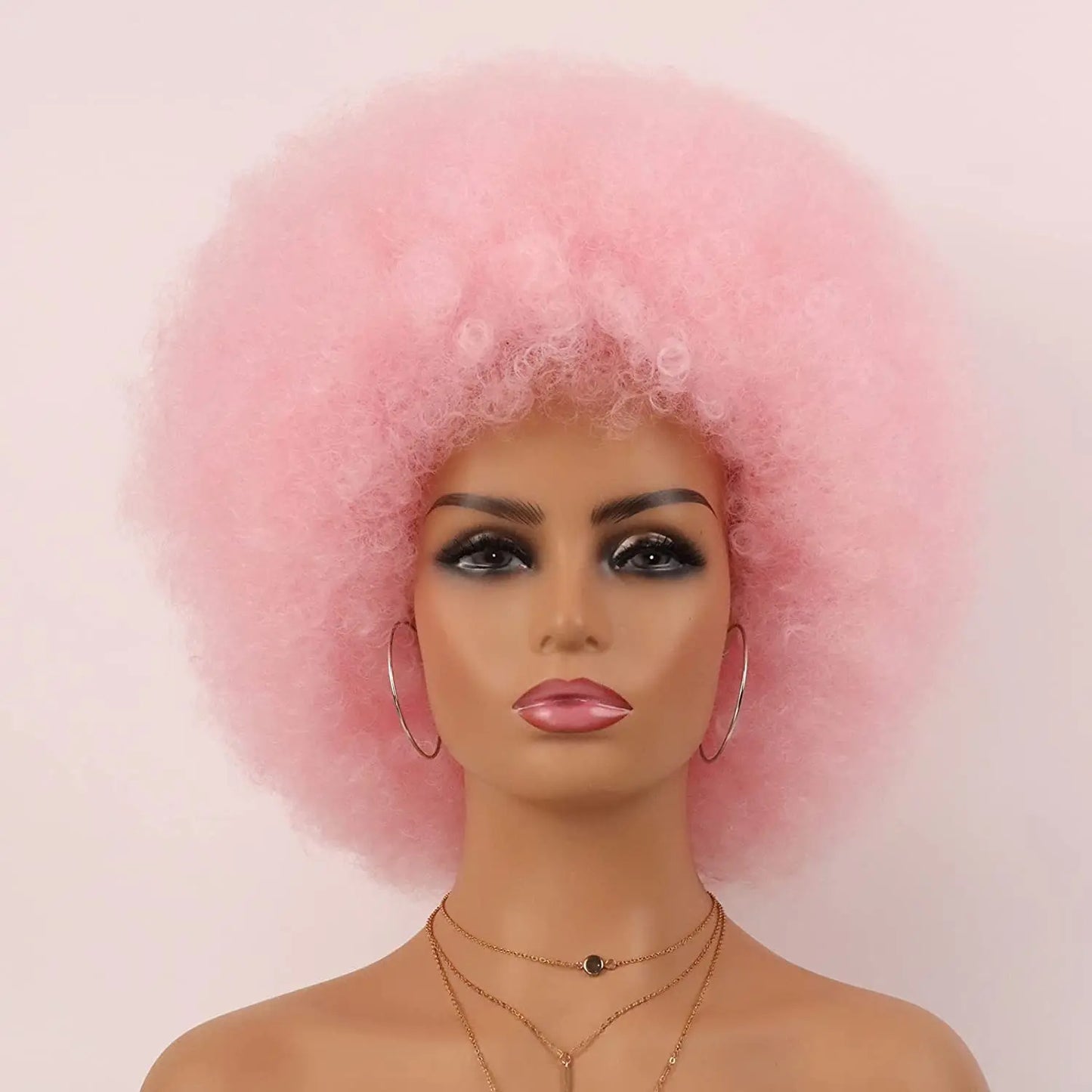 Synthetic 70s Afro Curly Wigs for Black Women Glueless Wear Soft Black Large Bouncy Natural Looking Full for Daily Party Use