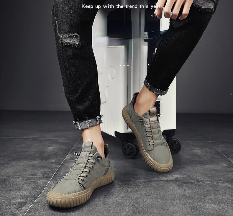 Trend Canvas Men's Shoes Breathable Green Casual Shoes for Men Comfor All-match Sneakers Ice Silk Cloth Men Walking Tennis Shoes