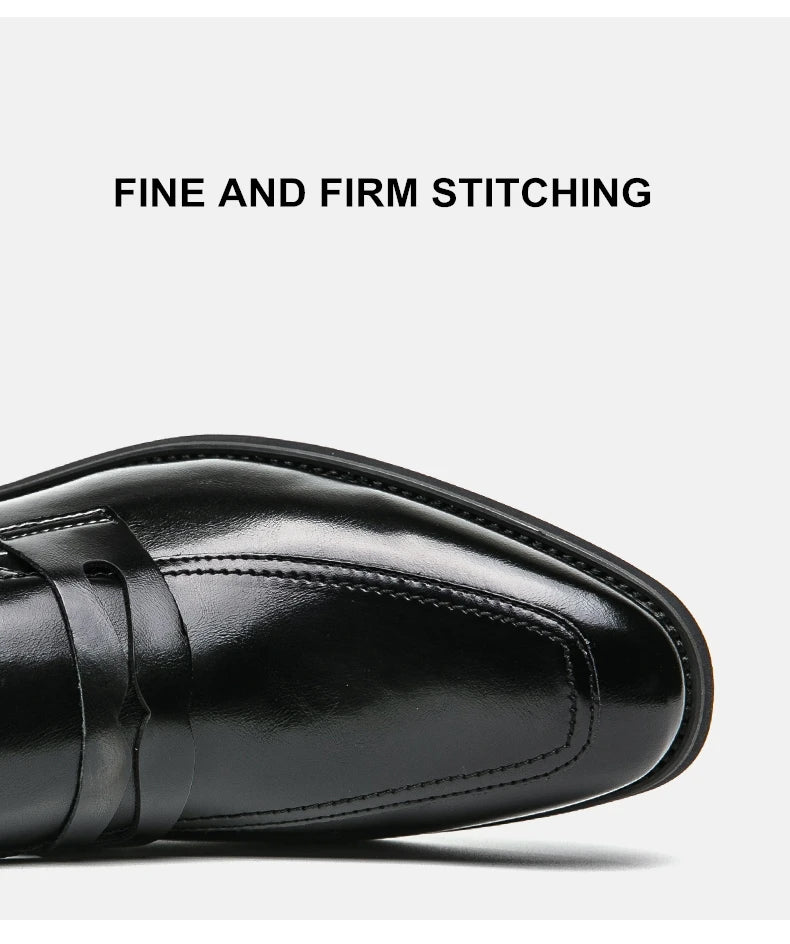 New Men Leather Shoes Height Elevator Shoes For Men Luxury Dress Shoes Slip On Business Comfortable Increase 6cm Wedding Loafers