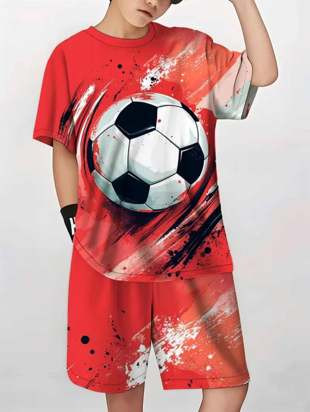 2026 Summer Children's Sports Set Football 3D Print Soccer Jersey Sets for Children Quick-Dry T-Shirt Shorts Children's Clothing