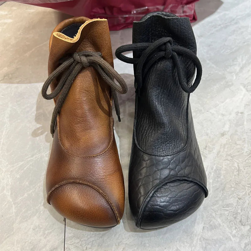 Careaymade-Genuine leather women's boots Fashion retro warm Oversized shoes cow leather Pure handmade ankle boots Casual boots
