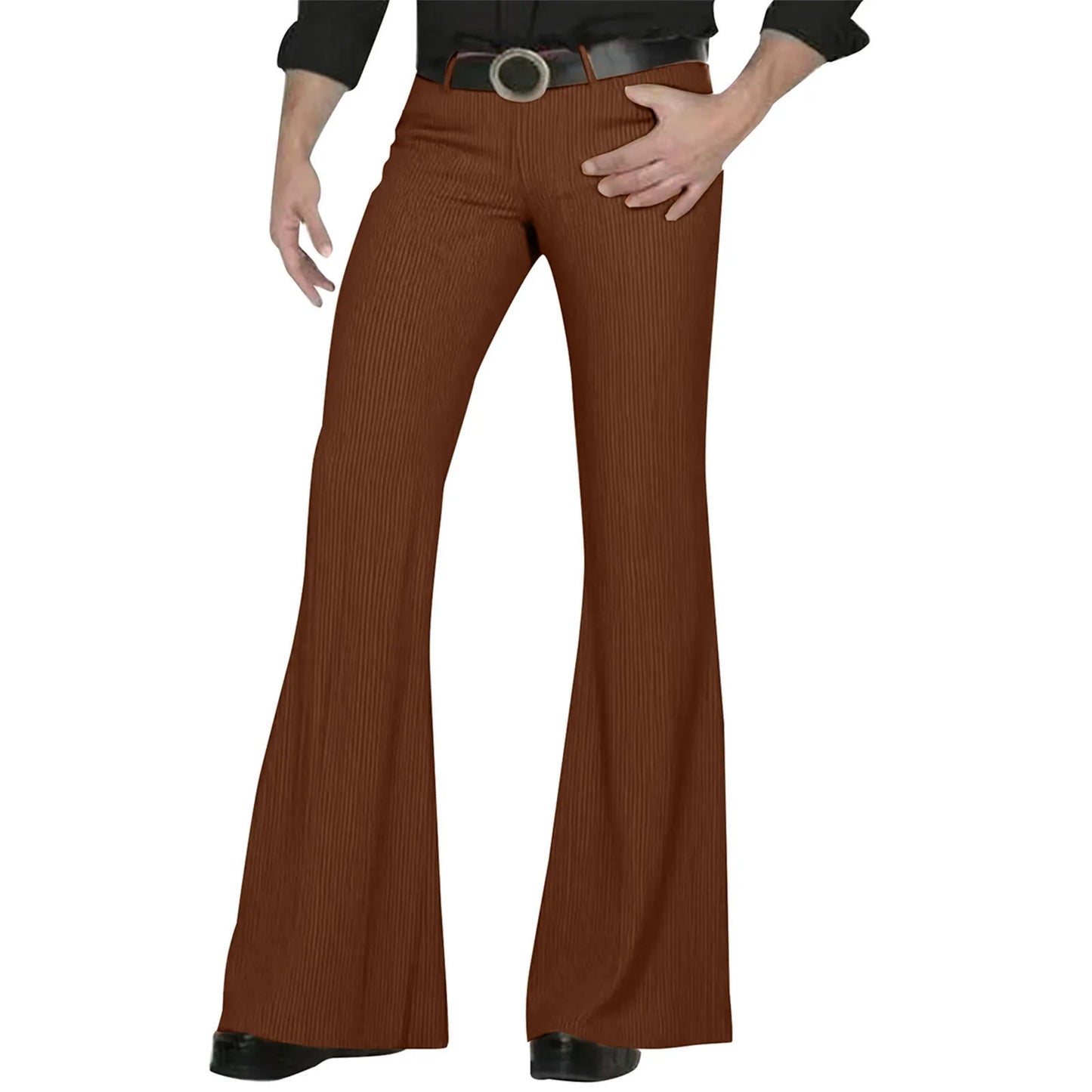 Men's fashion Retro Disco Flared Pants Loose Stretch Vintage Trousers Fit Flared Comfortable Retro Stretch Twill Men's Trousers