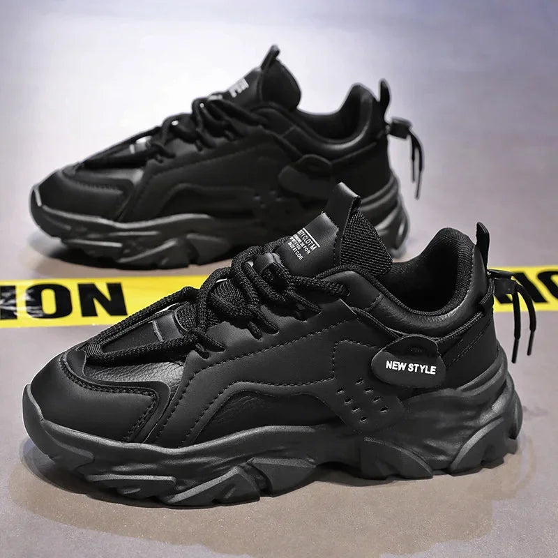 Men Sneakers Mesh Men Shoes PU Leather Platform Casual Sneakers Increased Vulcanized Shoes Light Running Shoes Tenis Masculino
