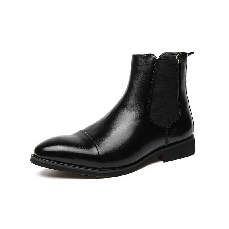 Chelsea Boots for Men Red Sole Pu Ankle Business Round Toe Slip-On Mens Boots Size 38-46 Men Shoes