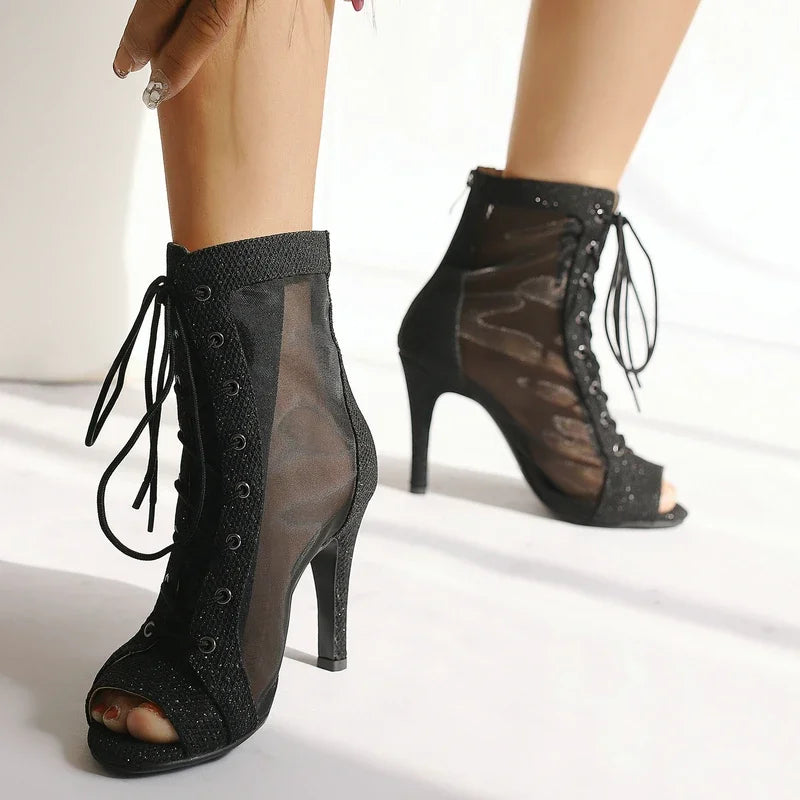Women's Jazz Dance High Heels Shoes Black Sandals Sexy Party Stilettos Boots for Ballroom Jazz Dancing Heels Shoes Women Size 46