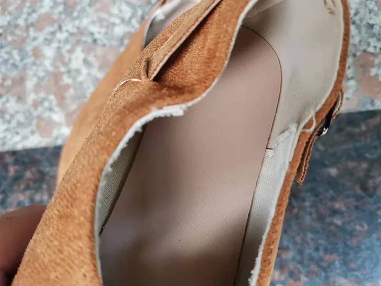 Suede Women Loafers Summer Women Flats Shoes Retro Pointed Toe Slip on Casual Shoes Zapatos Mujer Plus Size 43 Breathable V Port