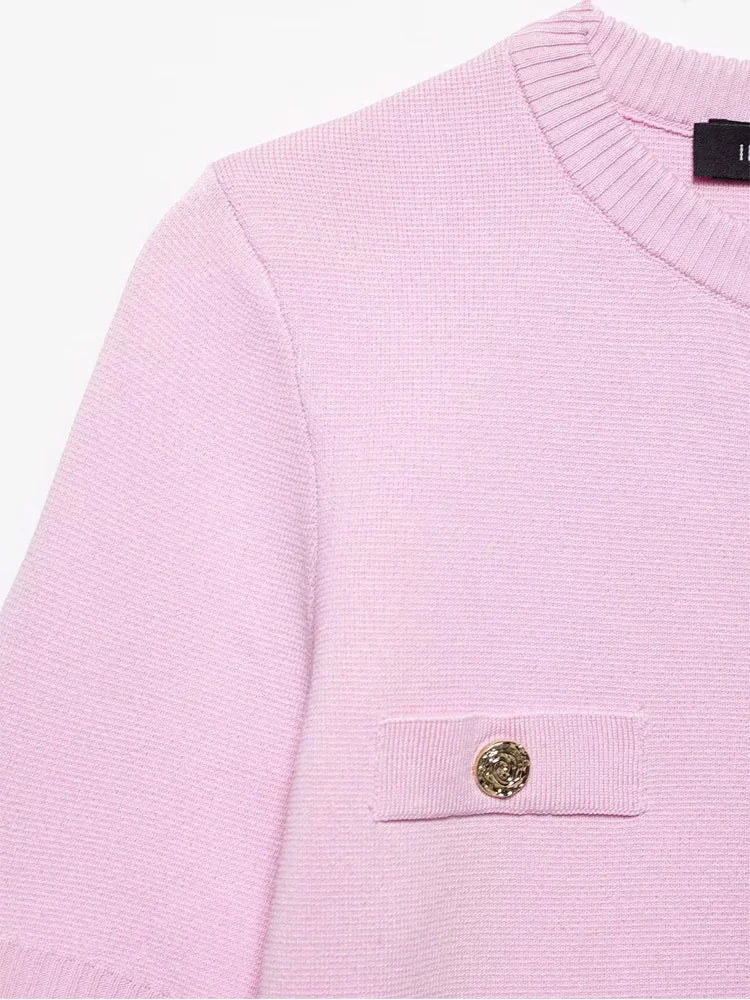 HXAO Cardigan Woman Knitwear Button Ladies Short Sleeve Knit Bolero Women's Tricot Top Summer Outerwear Crop Cardigan Top Female