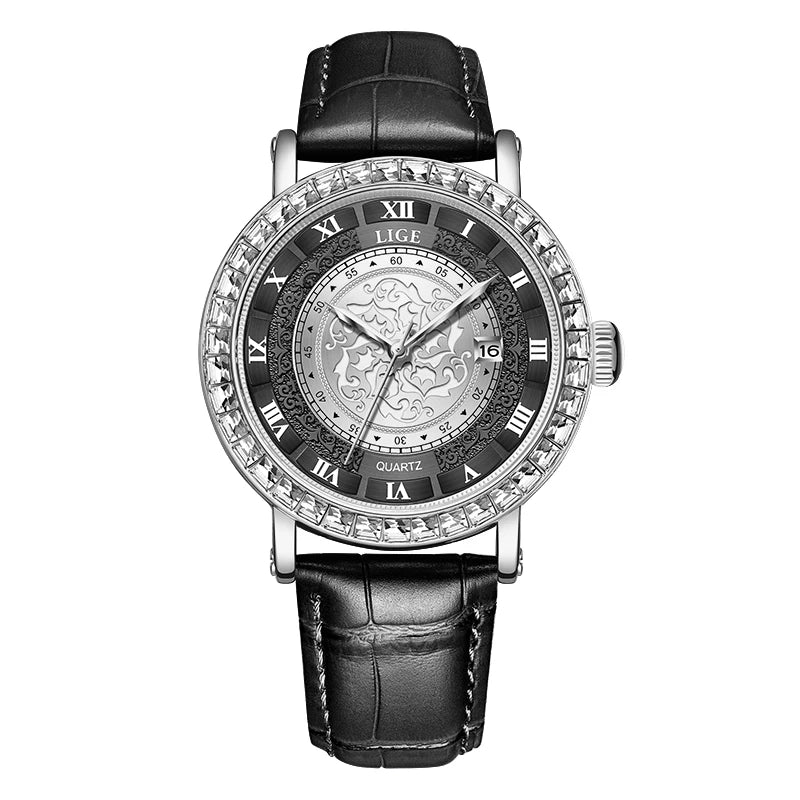 LIGE Top Brand Classic Men's Watches Roman Scale Dial Luxury Wrist Watch for Man Original Quartz Waterproof Luminous Male reloj