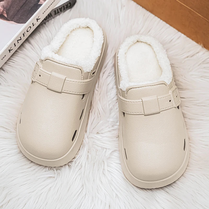 Fashion Women Winter Slippers Warm Fur Indoor Shoes Garden Clogs Couple Casual Shoes Luxury Sandals Comfort Home Soft Slippers