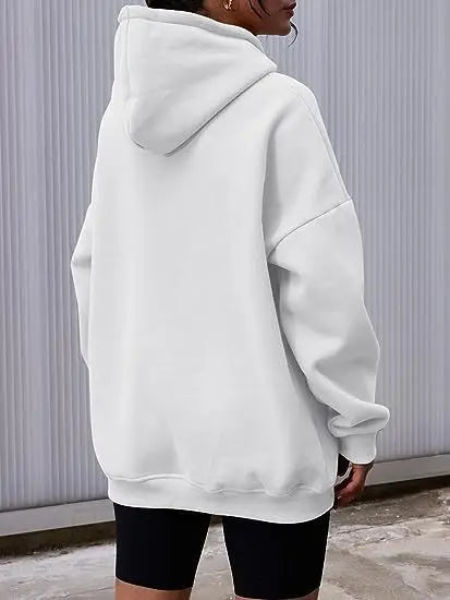 Women Hoodies Oversized Drop shoulder Fashion Loose Fleece Autumn Winter Printed Letter Pullover Aesthetic Sweatshirts 2025 New
