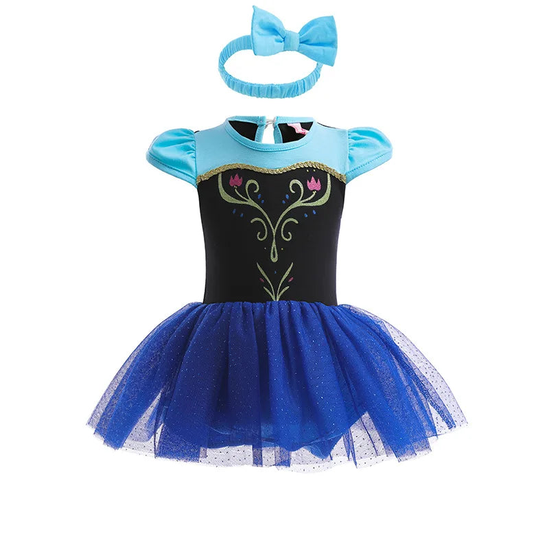 Baby Girls Costumes Kid Romper Tutu Dress with Headband Infant Baby Girl Princess Alice Clothes Aurora Belle Dress Party Costume
