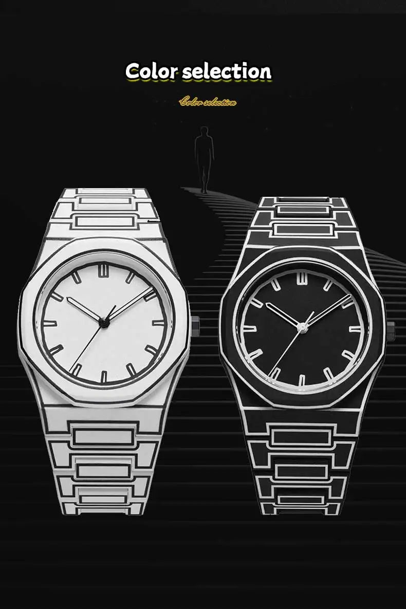 2025 New Creative Men Silicone Watch VA VA VOOM Brand Quartz Movement Creative Lines Leisure Outdoor Sports Black Wrist Watches