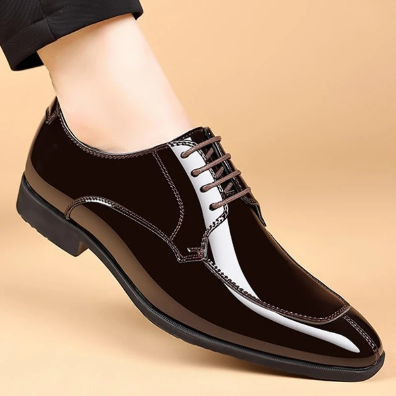Business Men's Dress Shoes Patent Leather Trend Mens Party Shoe Soft Sole Casual Shoes Plus Size 38-48 Men Shoes High Quality