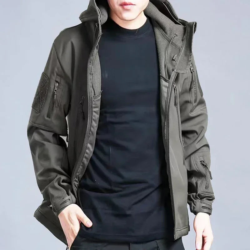 Classic outdoor men's winter and autumn wool jacket tactical waterproof fishing hiking camping windproof wool coat warm coat
