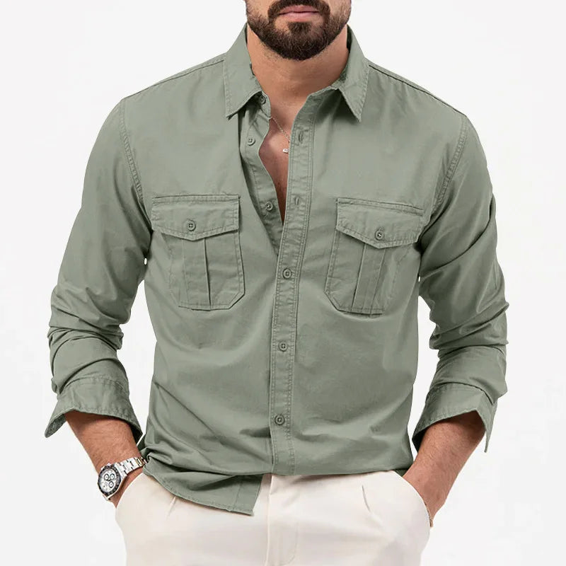 Men's Fashionable Coat - Spring/Autumn Season - Slim Fit Style - Retro Design - Casual Button-Up Coat - Long-Sleeved Outerwear