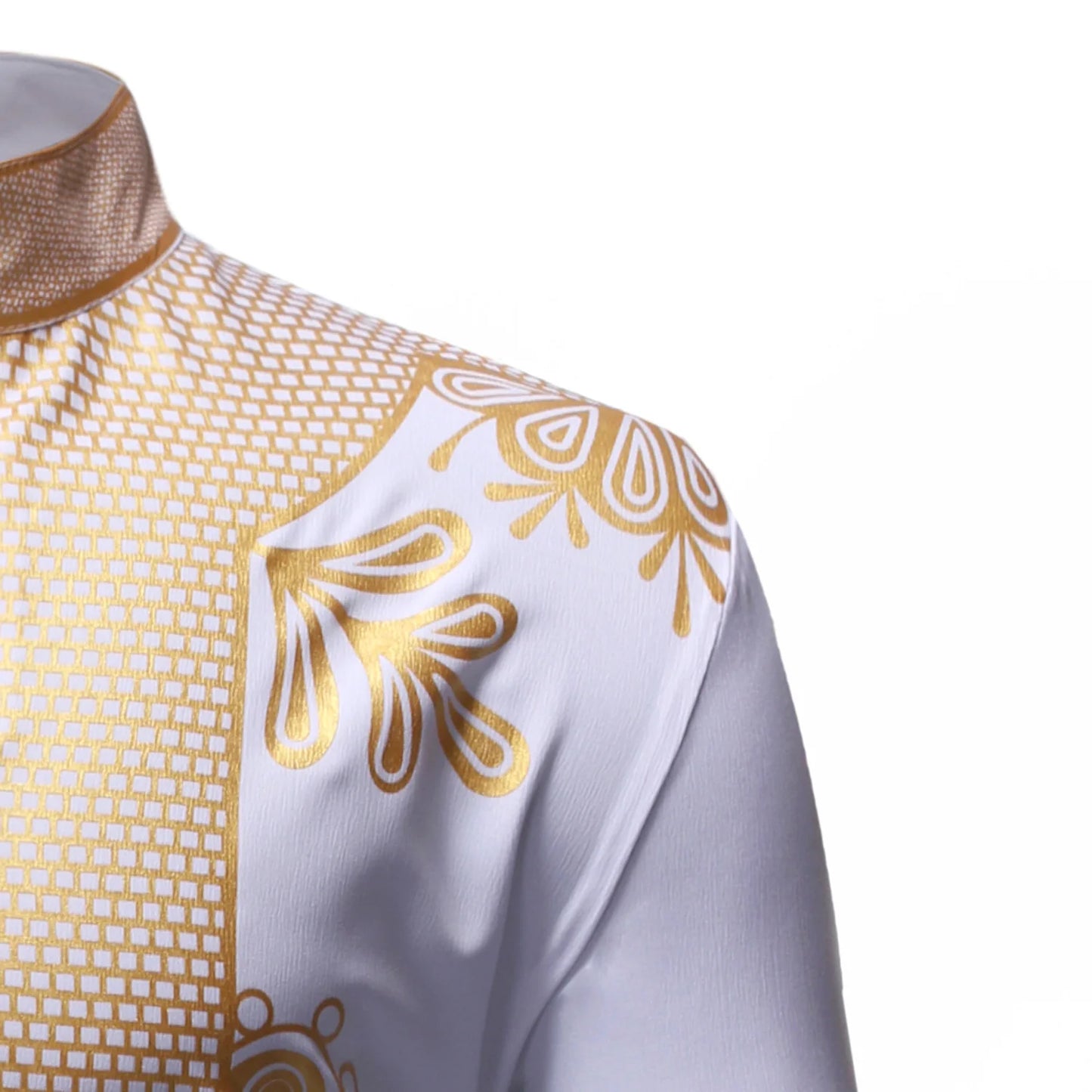 Men's Shirts Fashion Long Sleeve African Turkish Chieftain Print Robe Male Casual Blouses Traditional Ethnic Style Muslim Shirts