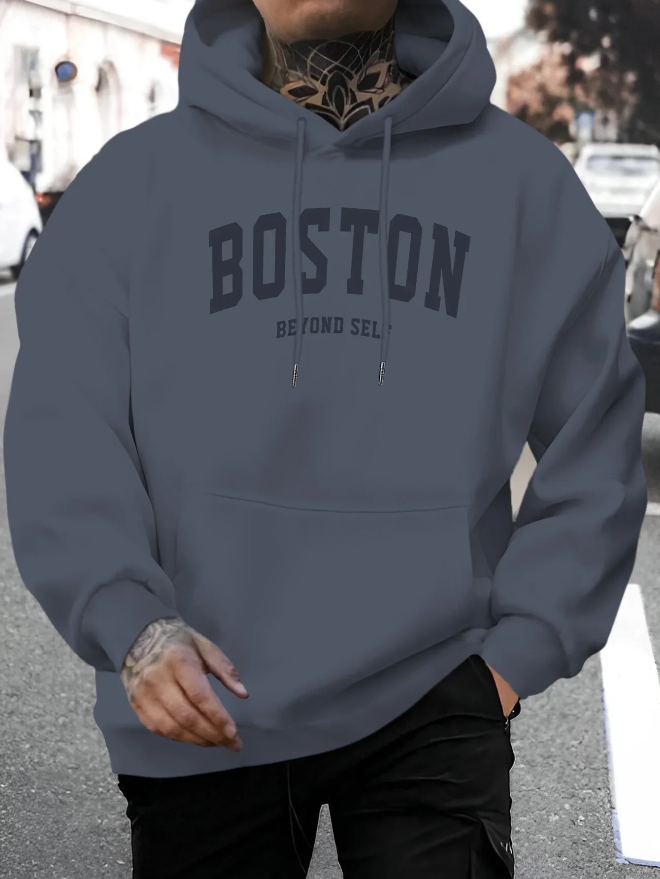 2025 hot trend men's casual hooded sweatshirt with drawstring comfortable long sleeved top suitable for autumn and winter