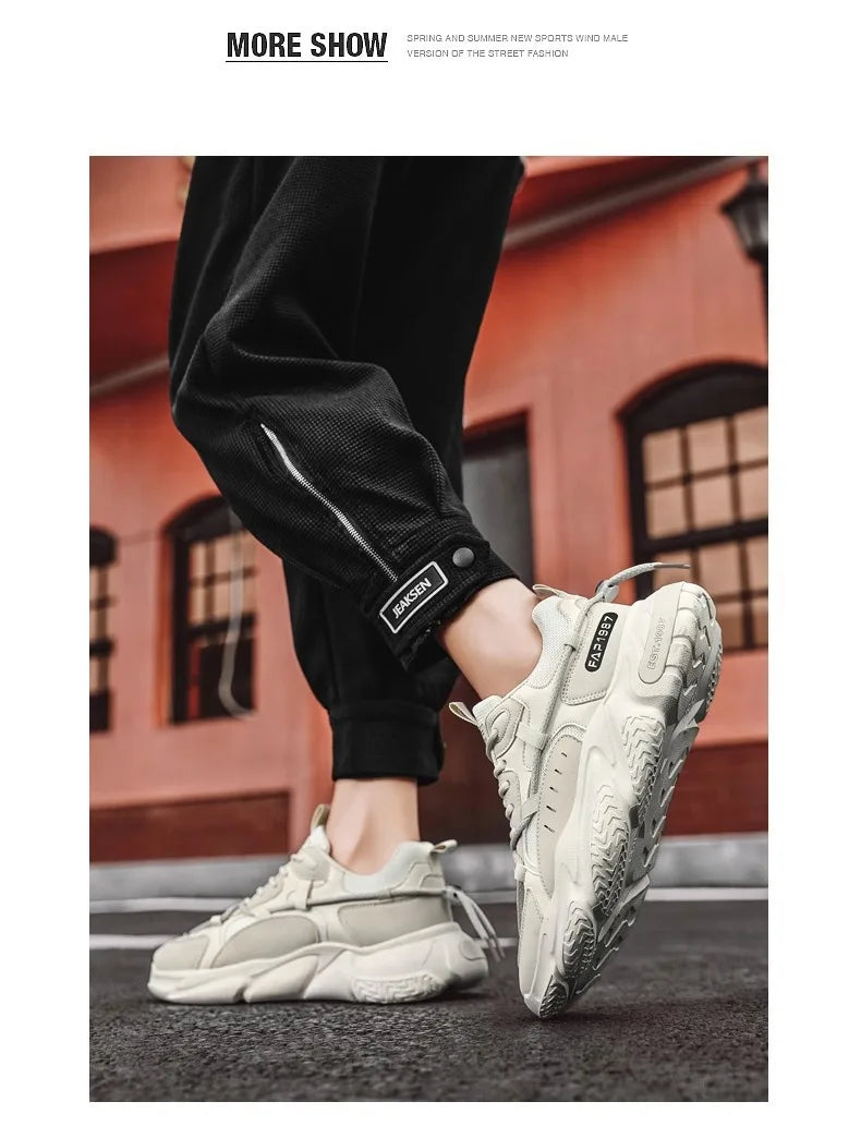 New Summer Mens Sports Running Shoes Casual Versatility Breathable Heightened Sneakers Comfortable Lace-up Shoes Tenis Masculino