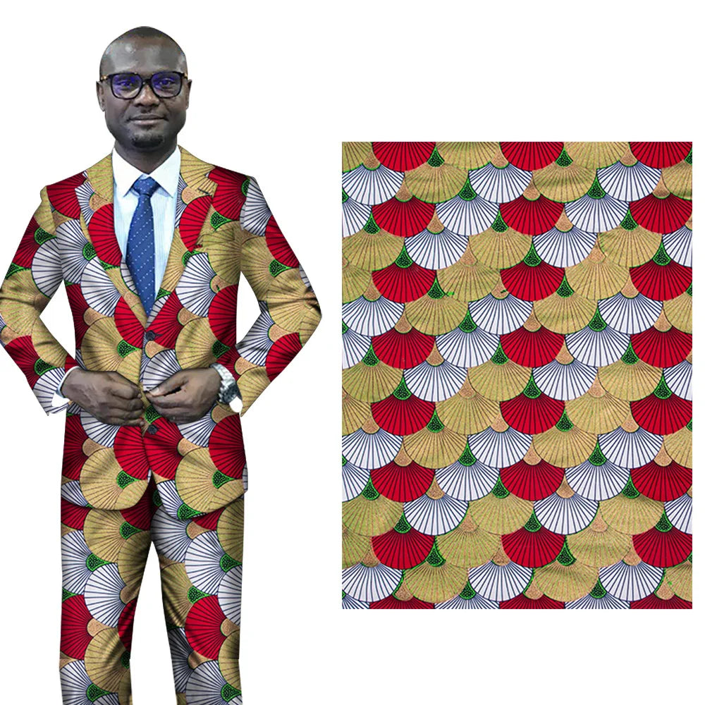 African Wax Print Fabric – 100% Cotton Ankara with Gold Foil Shimmer, 6 Yards/Roll, for Dresses, Headwraps & Fashion Garments