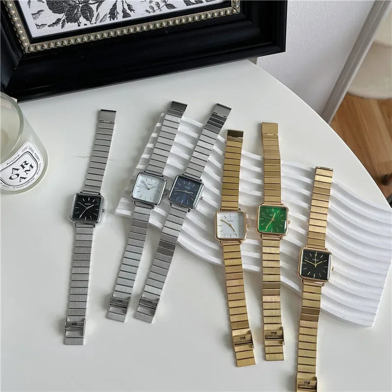 Adjustable Stainless Steel Strap Quartz Watch for Women Luxury Gift Square Wristwatch Dropshipping Watches Relojes Para Mujer
