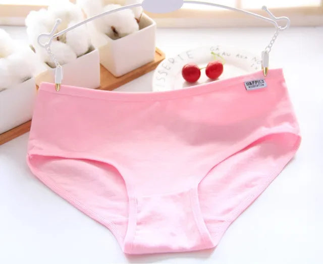 7pcs Women's Cotton Panties Plus Size Sexy Briefs Girls Breathable Soft Lingerie Cute Solid Color Underwear