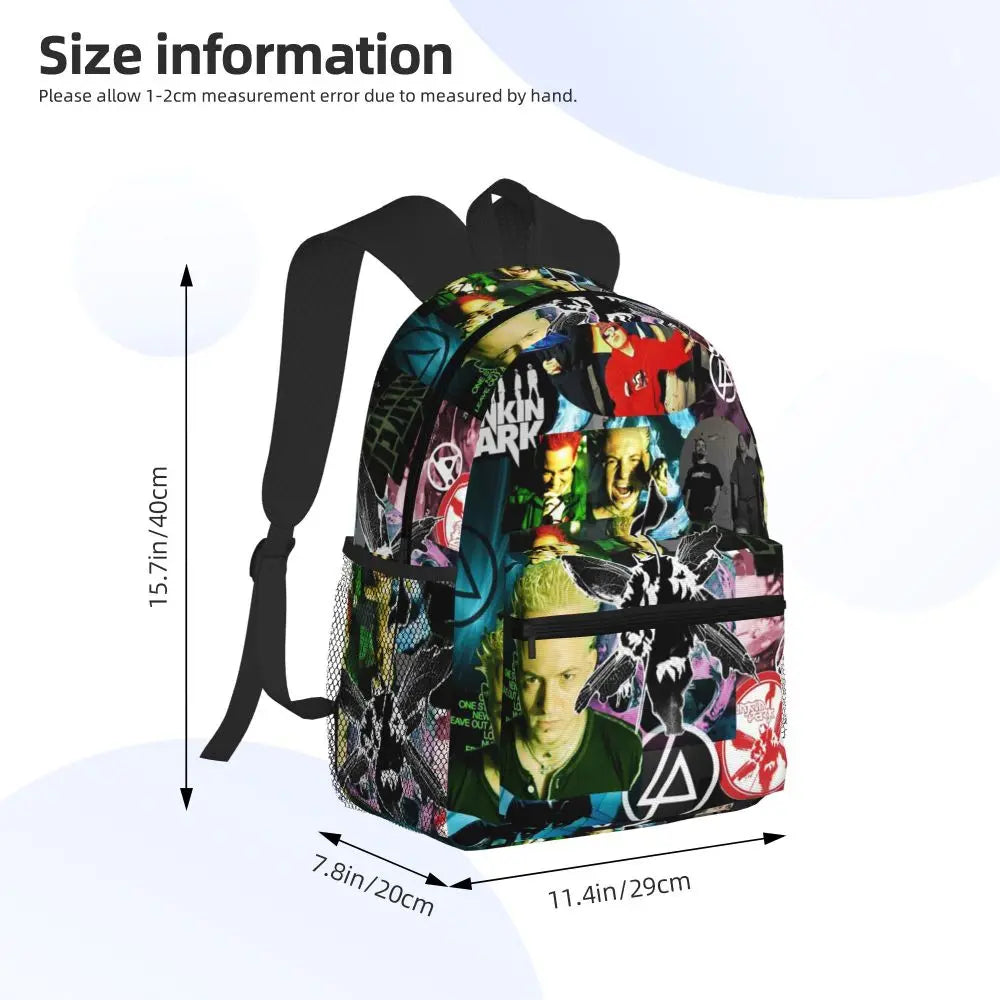L-Linkin-S P-Park-S Band Student Backpack School Bag Hiking Travel Daypack for Boys Girls Fashion Bookbag Shoulder Bags