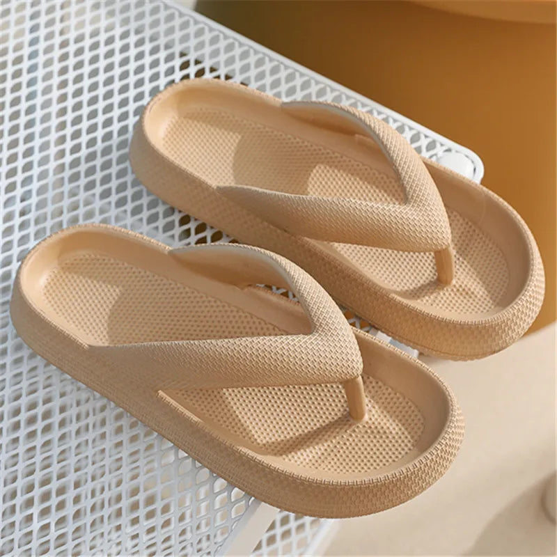 Rimocy Soft Sole EVA Women's Flip Flops 2025 Summer Beach Non-slip Cloud Slippers Women Thick Platform Clip Toe Bathroom Slides