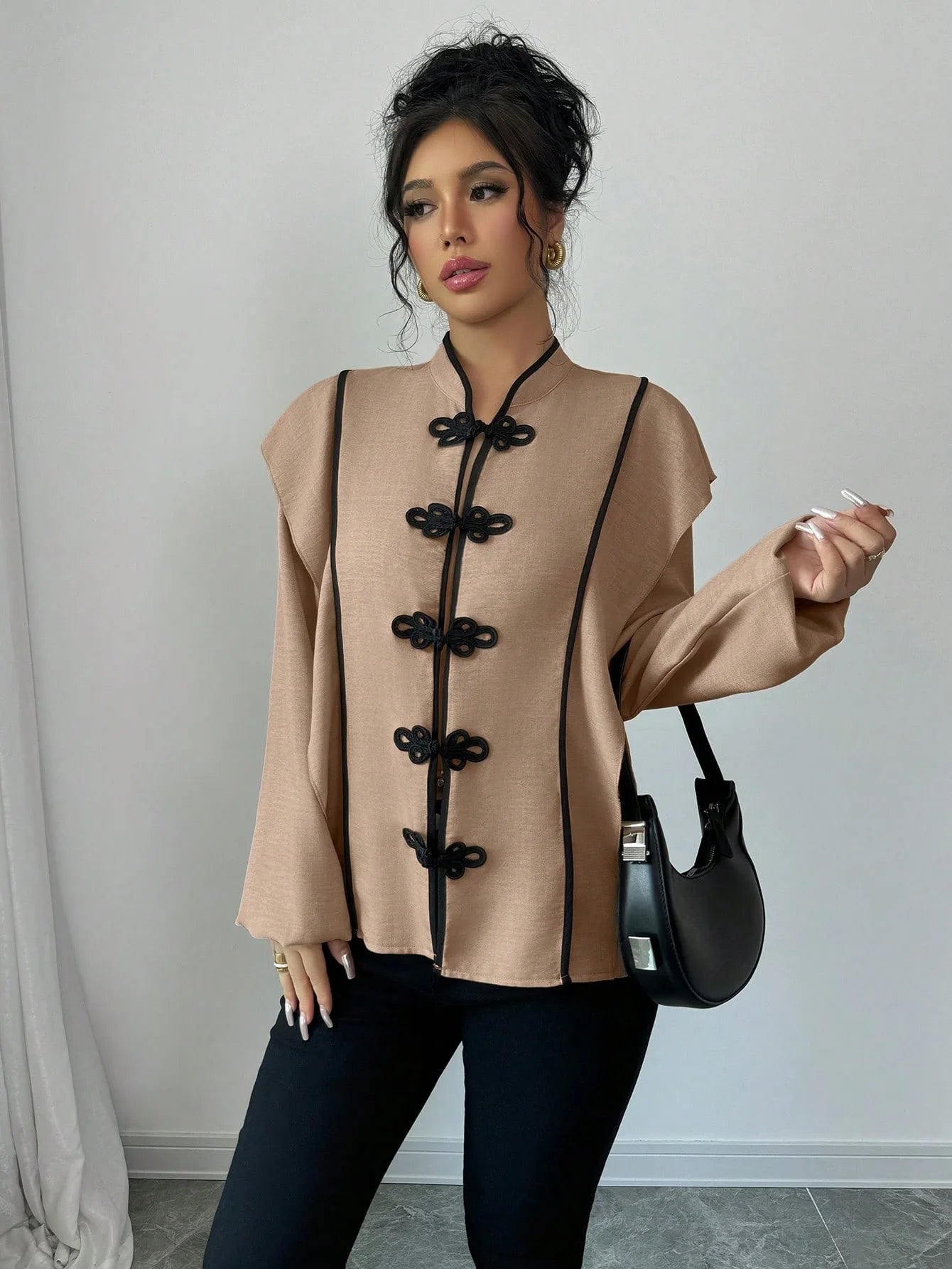 fashion Europe America Features Chinese Knot Design Long-sleeved Ethnic Style Which Casual The New Cross-border Women Shirt