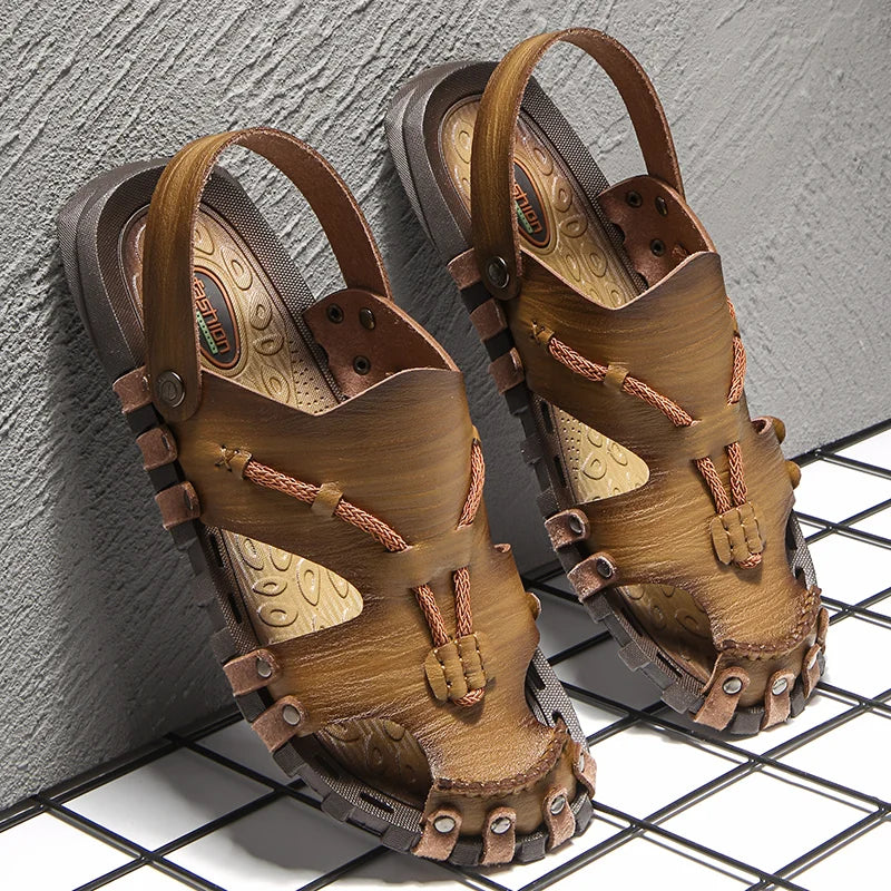 Summer Handmade Leather Sandals for Fashion Men Casual Shoes Comfortable Slippers