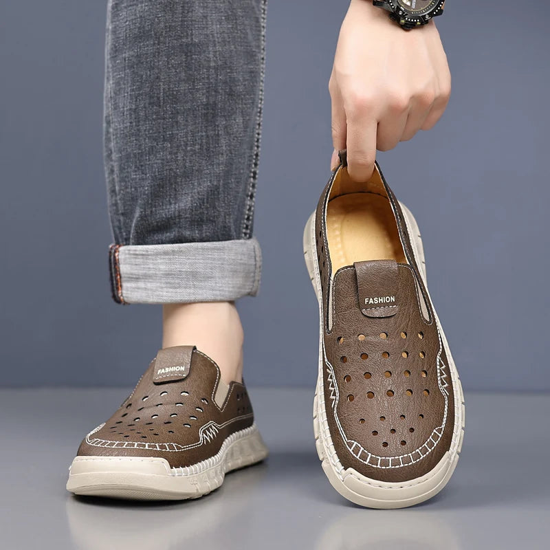 Men's Loafers High-quality Handmade Soles Breathable Lightweight Park Walking Shoes Commuting Men's Driving Leather Shoes