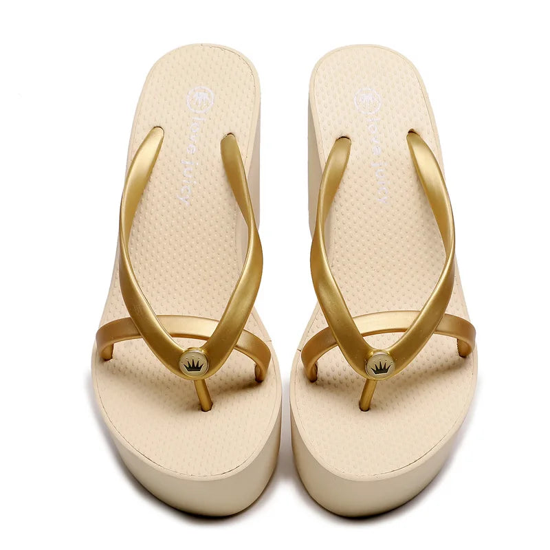 Sexy Slippers for Women in Summer High Slope Heel Shoes 11cm Thick Bottom Non-slip Women's Sandals Beach Slippers Wedge Sandals