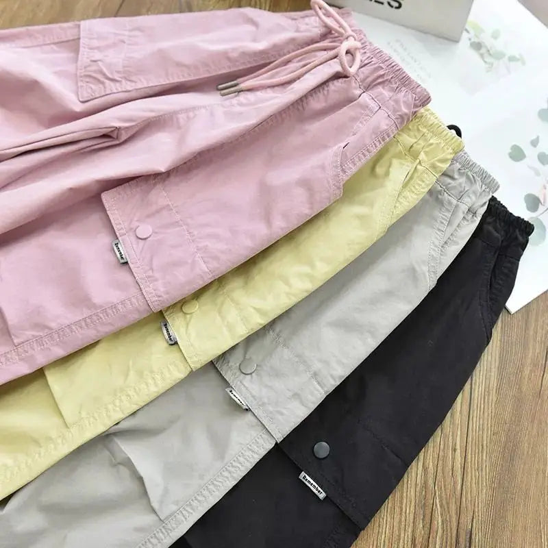 Spring Clothes Fashionable Kids Cargo Joggers Elastic Ankle Pants Casual Trousers Light Breathable Summer Trendy Outfit