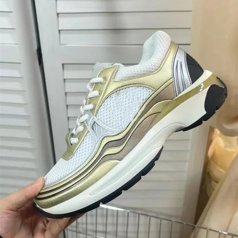 High quality unisex flat sports shoes, women's casual shoes, lace up styles, running shoes, luxurious patchwork casual shoes