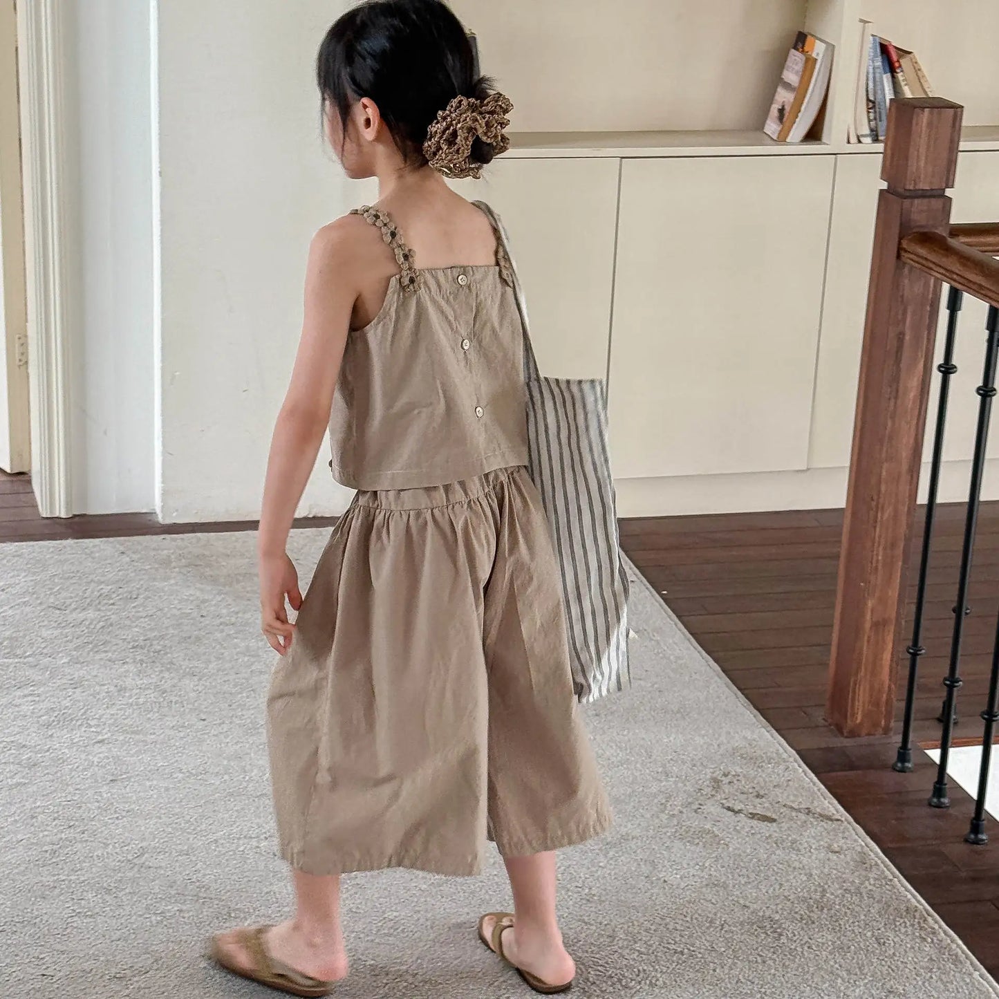2025 Summer New Girls Sleeveless Clothes Set Kids Girls Flower Sling Vest + Pants 2pcs Suit Children Clothing Baby Outfits