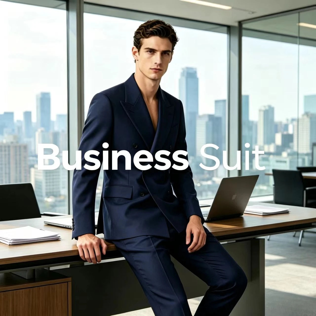 Men Double Breasted Suits For Wedding High Quality Slim Fit 2 Pieces Set Elegant Jackets Pants Blazers Fashion Classic Formal