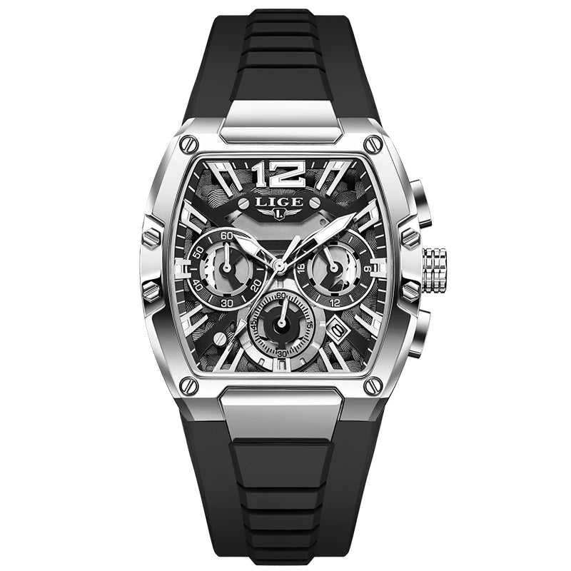 LIGE Fashion Simple Man Watch Casual Sports Military Waterproof Silicone Strap Luminous Quartz Watches for Men Chronograph Gifts